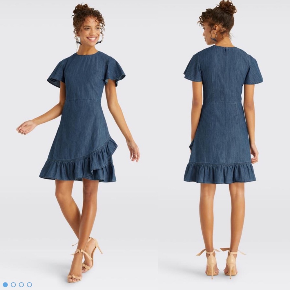 Draper James Chambray Faux Wrap Dress - Picture 2 of 8
